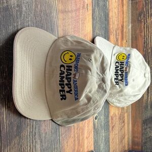 100% Cotton Happy Camper Adjustable Adult or Child’s Cap - Cream